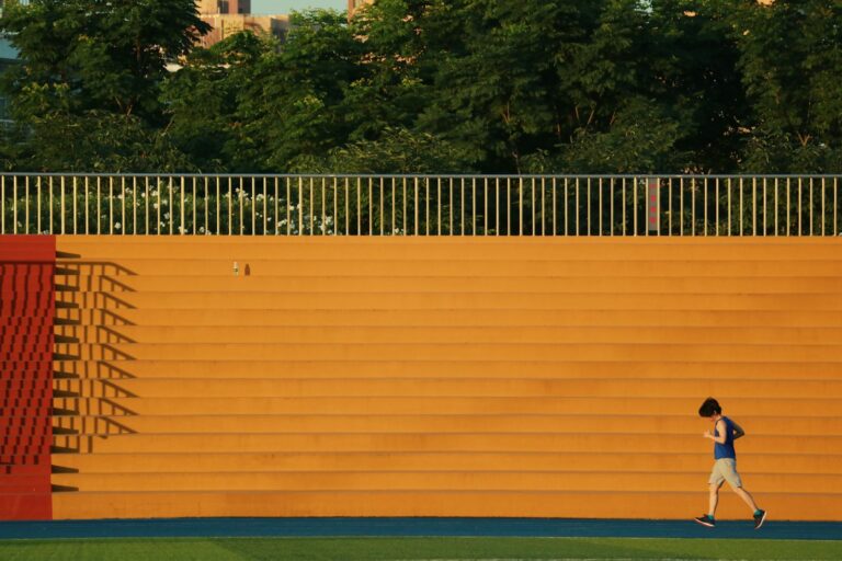 brown and blue concrete building